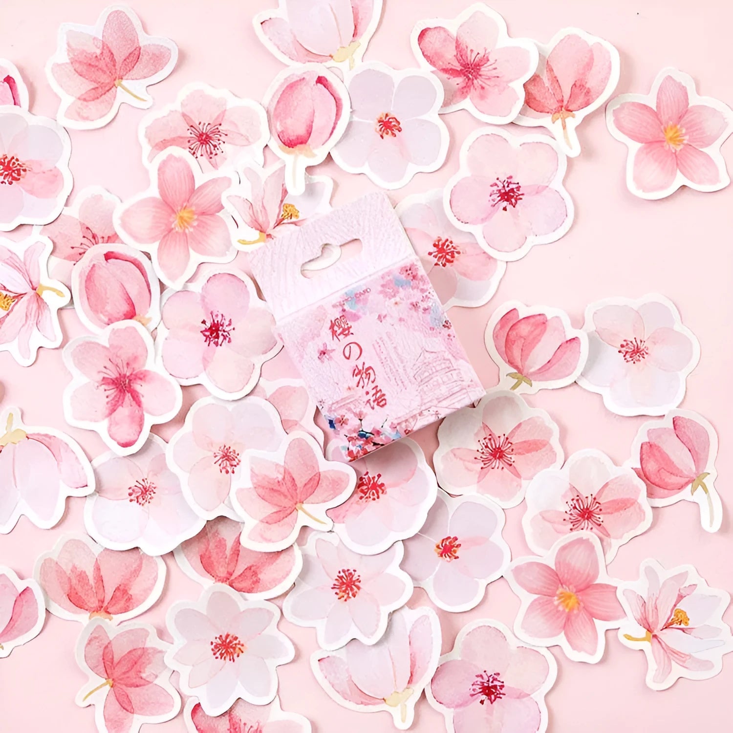 Sakura Story romantic sticker pack 45 sheets pink self-adhesive paper 44mm square