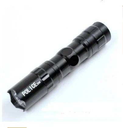 Black aluminium alloy LED mini flashlight with compact design for outdoor and household use
