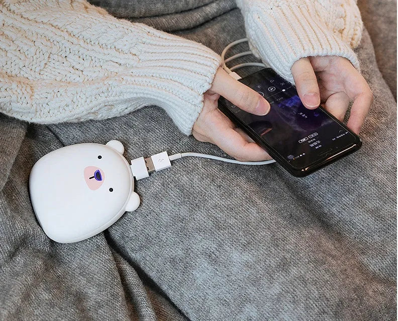 Cartoon penguin and polar bear USB rechargeable electric hand warmer with power bank function
