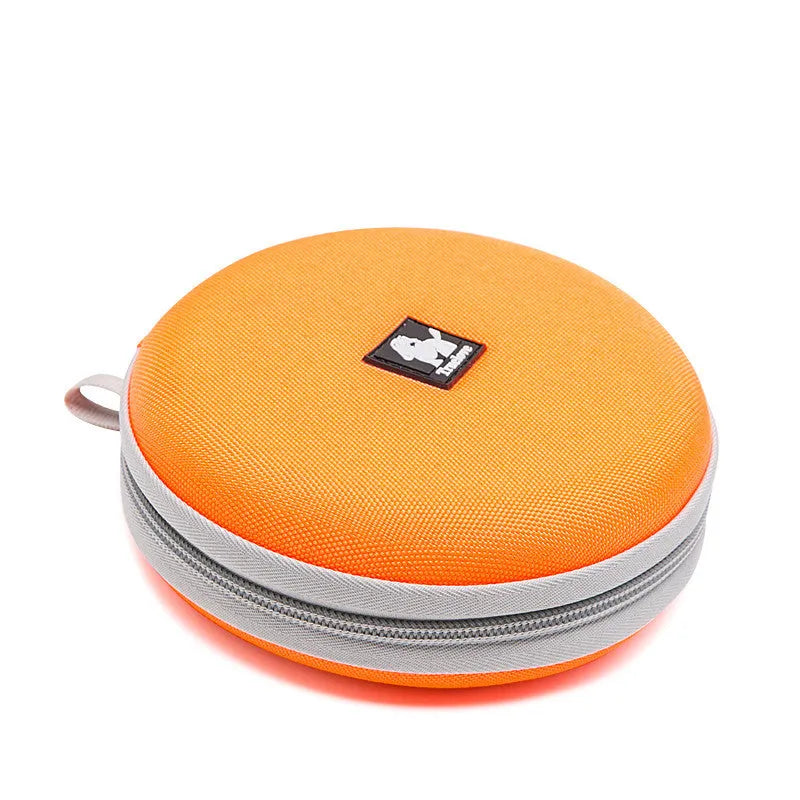 Pet Out kettle dog food bowl set in green, opened to show two separate water and food compartments, 15cm outer diameter