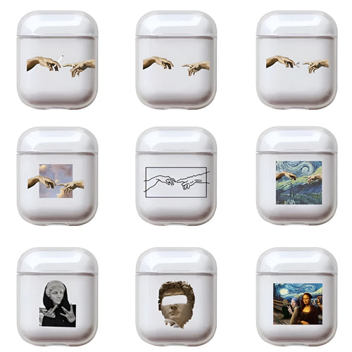 Transparent clear plastic protective cover for Apple AirPods and AirPods Pro charging case.