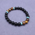 Black agate bracelet and tiger stone necklace geometric jewellery set