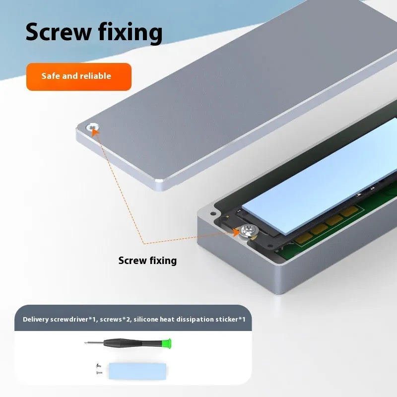 External M.2 SSD enclosure cartridge with aluminium alloy construction and Type-C connector