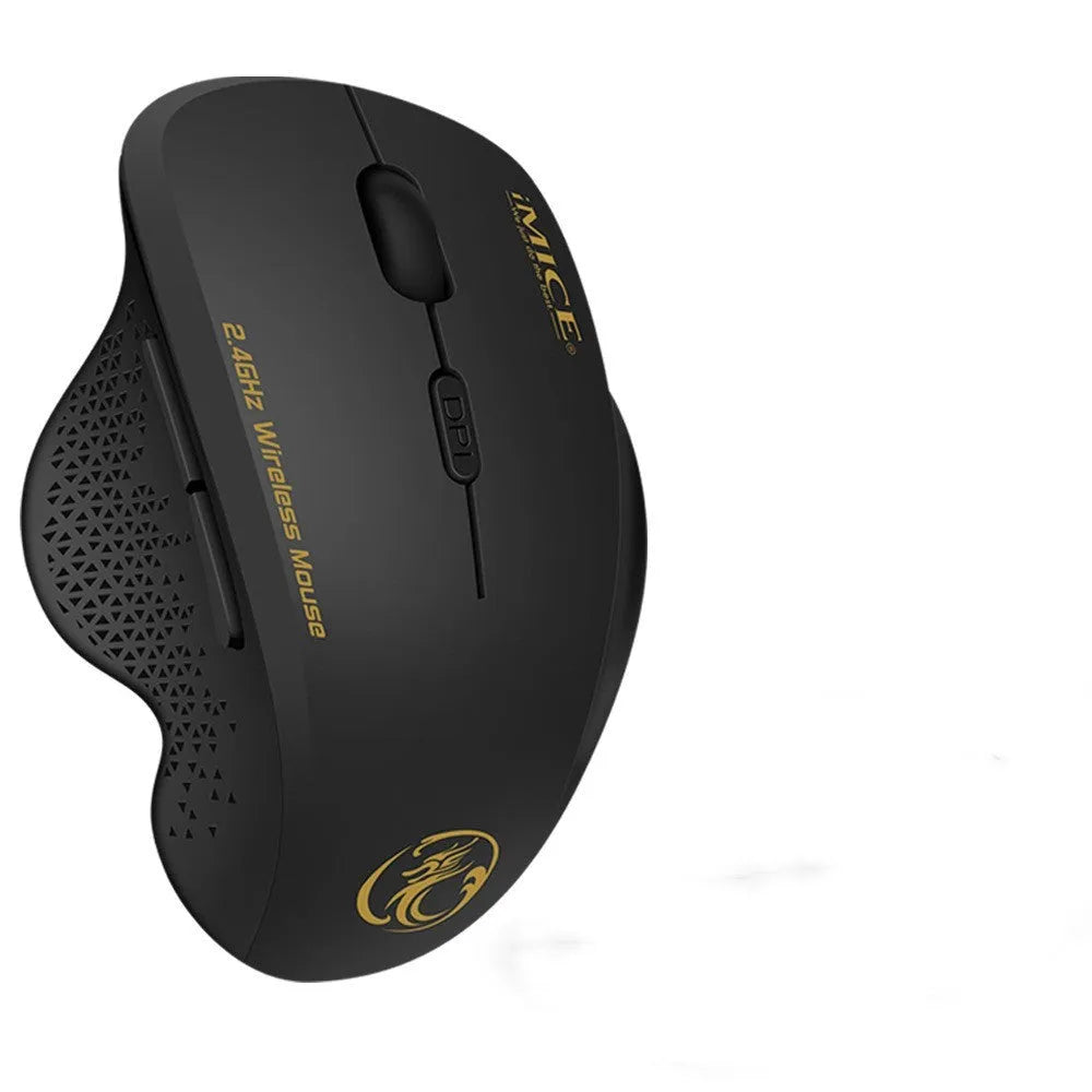 2.4G wireless gaming mouse with six buttons and touch wheel in black iron grey for laptop use
