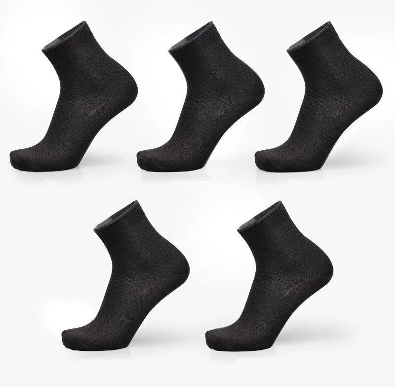 Men's bamboo fibre business socks in grey blue with a small square pattern.