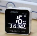 Digital air quality monitor with laser PM2.5 detector, temperature and humidity display, USB rechargeable battery