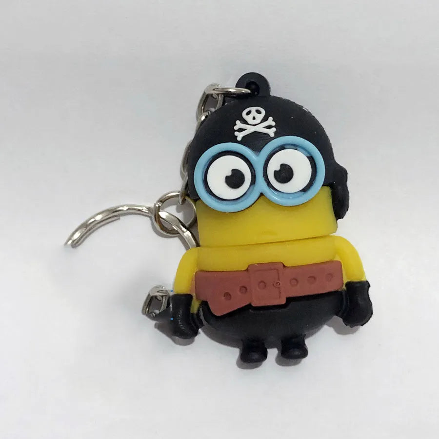 Skull-shaped USB flash drive with Halloween skeleton design on PVC shell, 64GB capacity with keychain