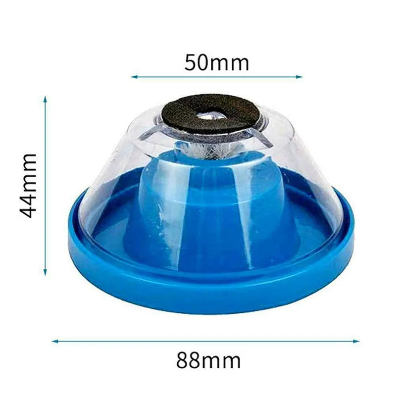 Blue bowl-shaped electric hammer dust cover accessory for collecting drilling debris.