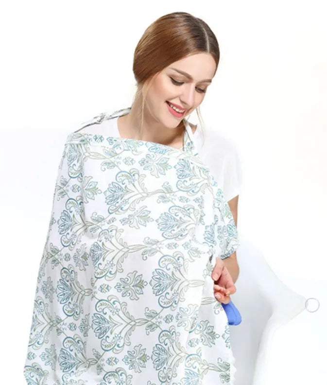 Grey breastfeeding cover with stiff frame made from breathable baby safety cotton