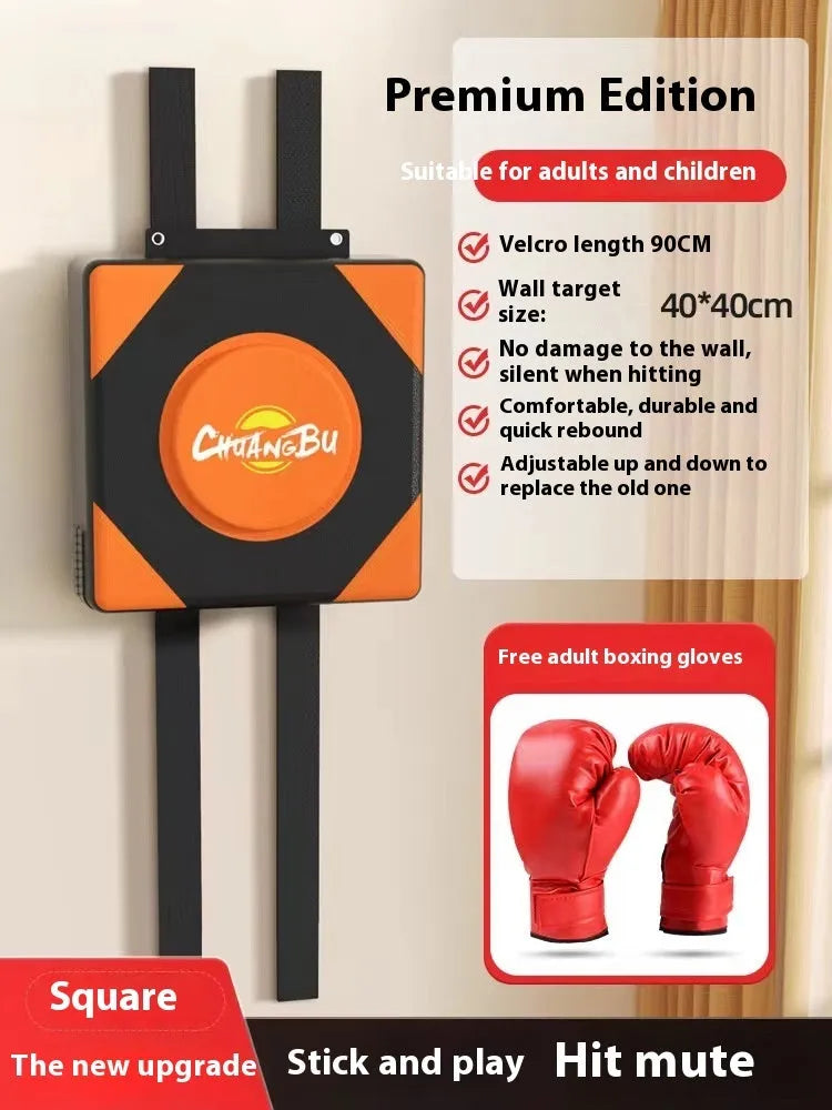 Hanging wall-mounted PU boxing sandbag target for home fitness training.