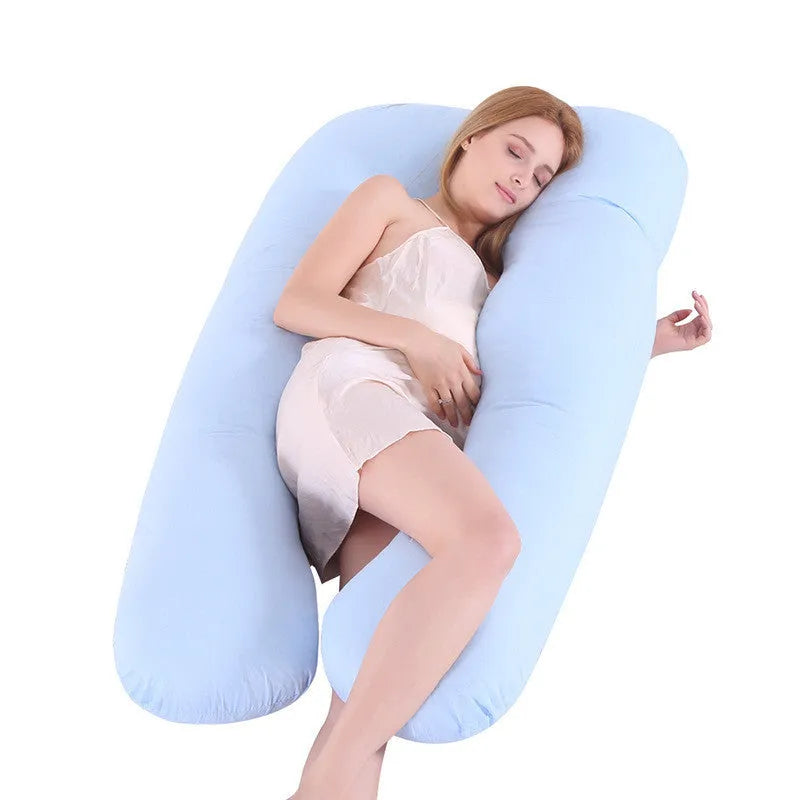 Large U-shaped pregnancy support pillow with removable cover