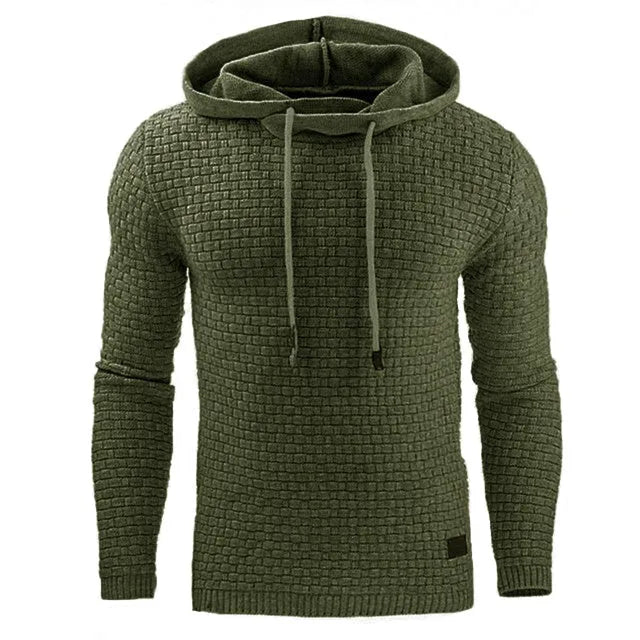 Men's hooded sweatshirt in a cotton-polyester blend available in multiple colours on a size chart