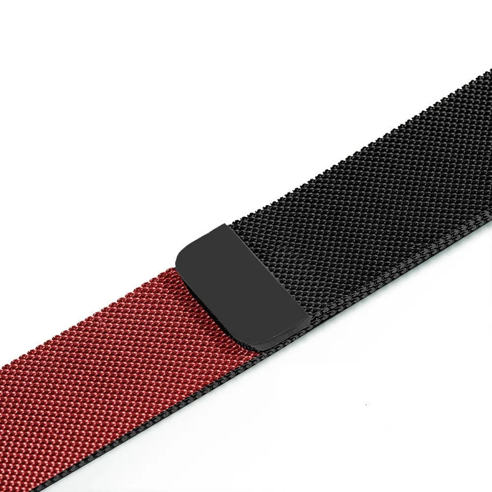 Stainless steel watch strap in silver, shown fitted to a watch with a 42mm case.