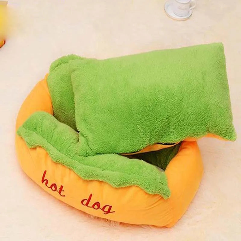 Soft flannelette dog bed cushion with jean cloth sides and anti-slip bottom in a neutral colour