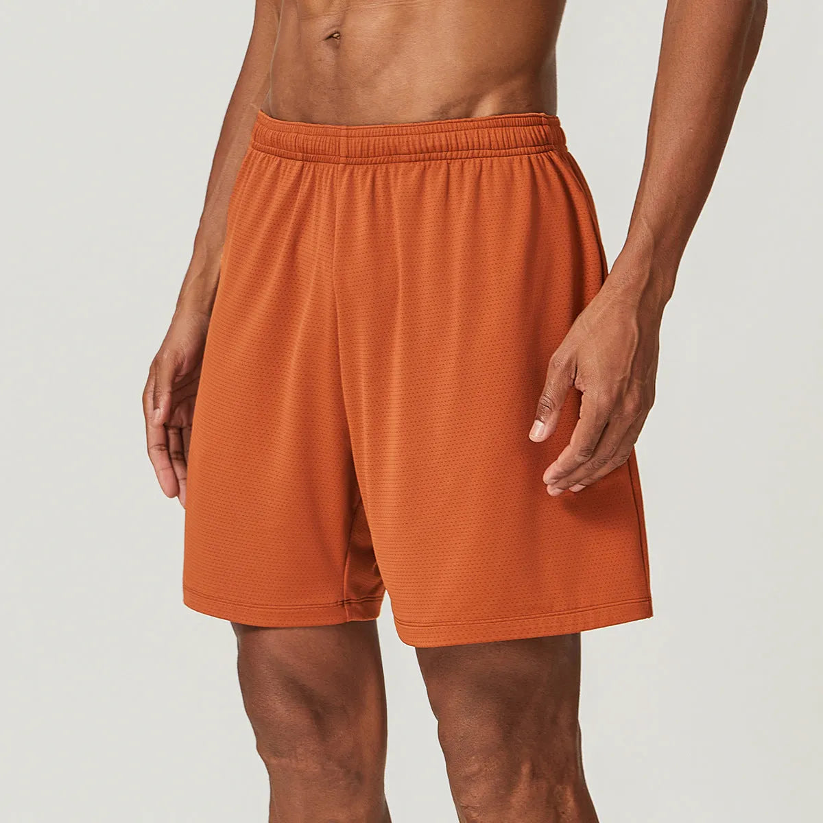 Men's double-layer running shorts in sky green colour with quick-dry fabric and moisture-wicking lining