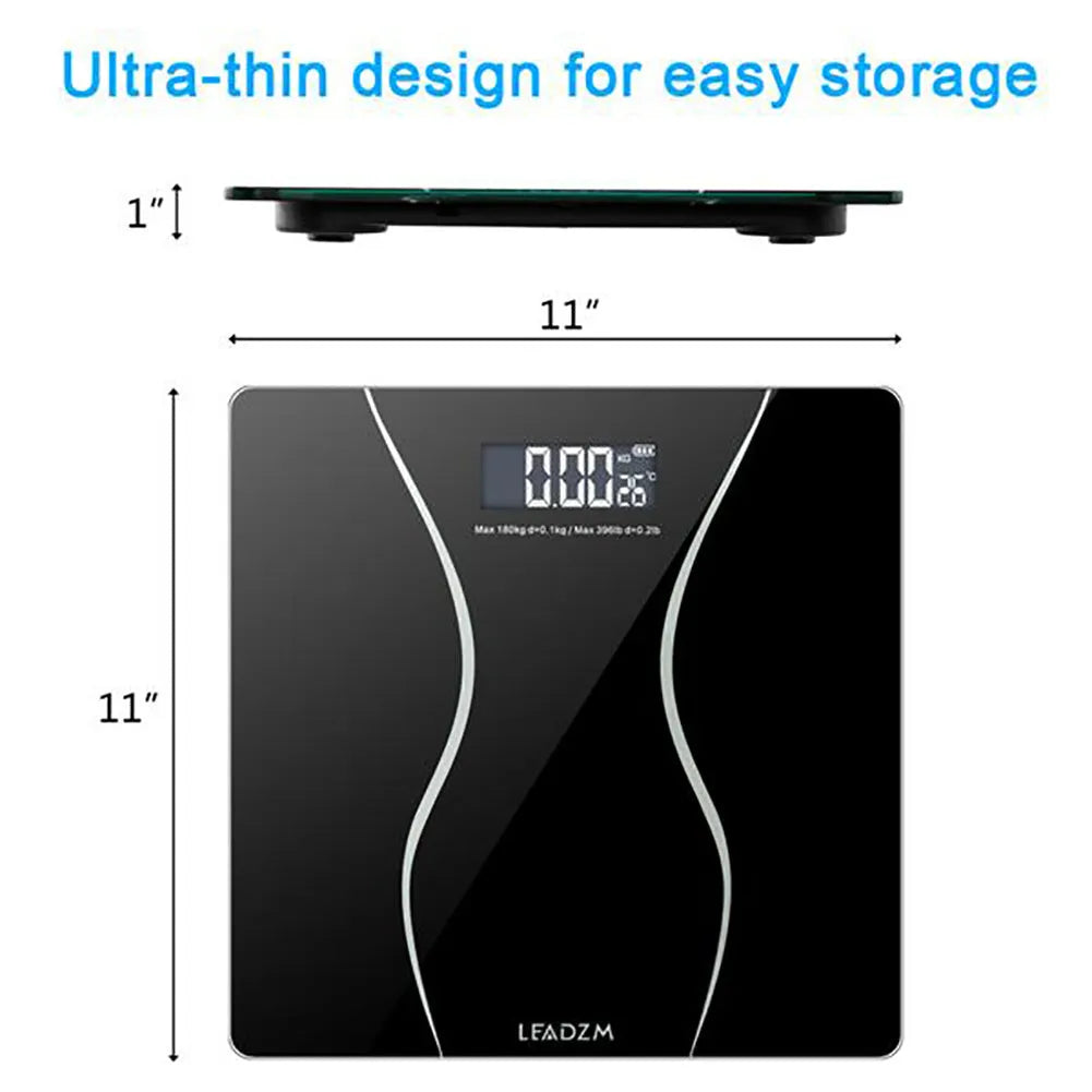 Black electronic body scale with digital display for home weight measurement