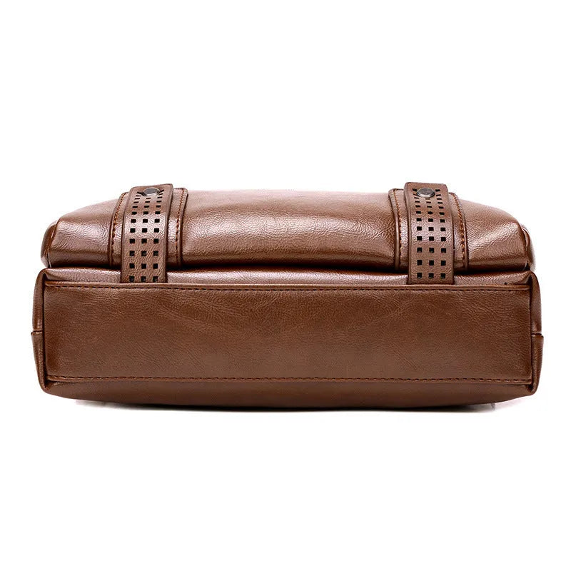 Men messenger bag soft shoulder bag with zipper closure in black colour