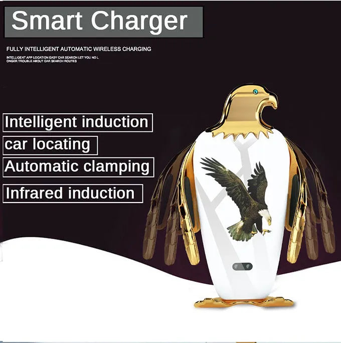 Wireless charging car phone holder with suction cup mount in gold and black colour combination