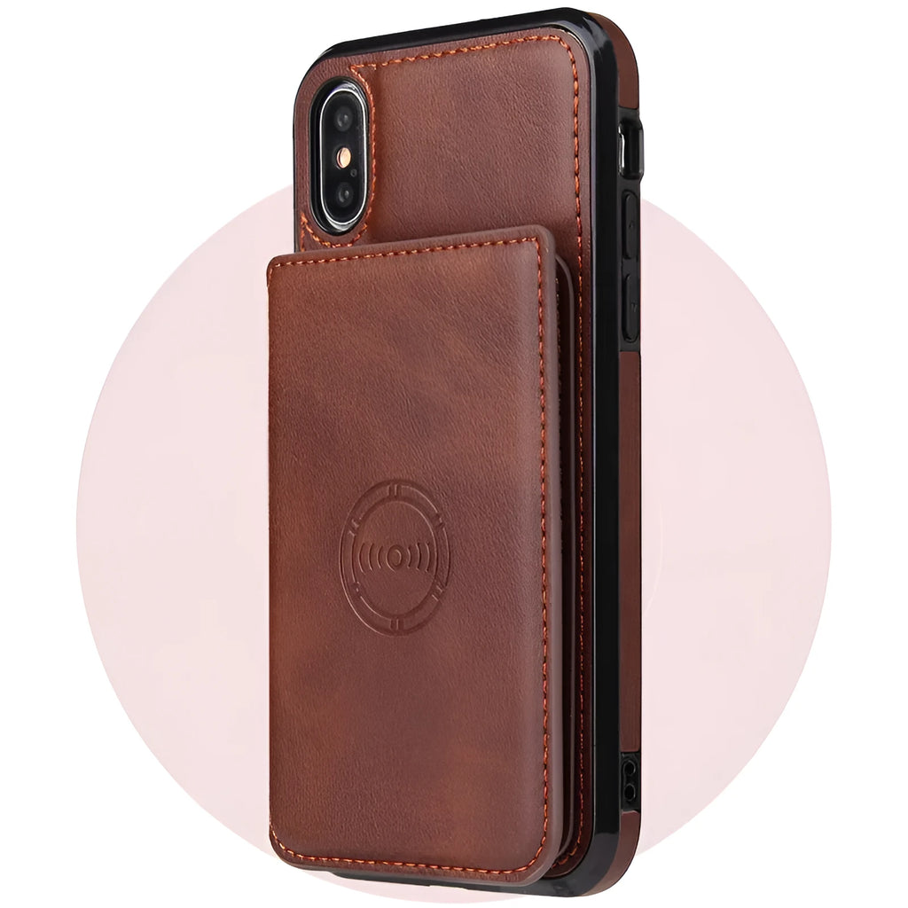 Imitation leather card wallet phone case for iPhone 11 in a choice of solid colours.