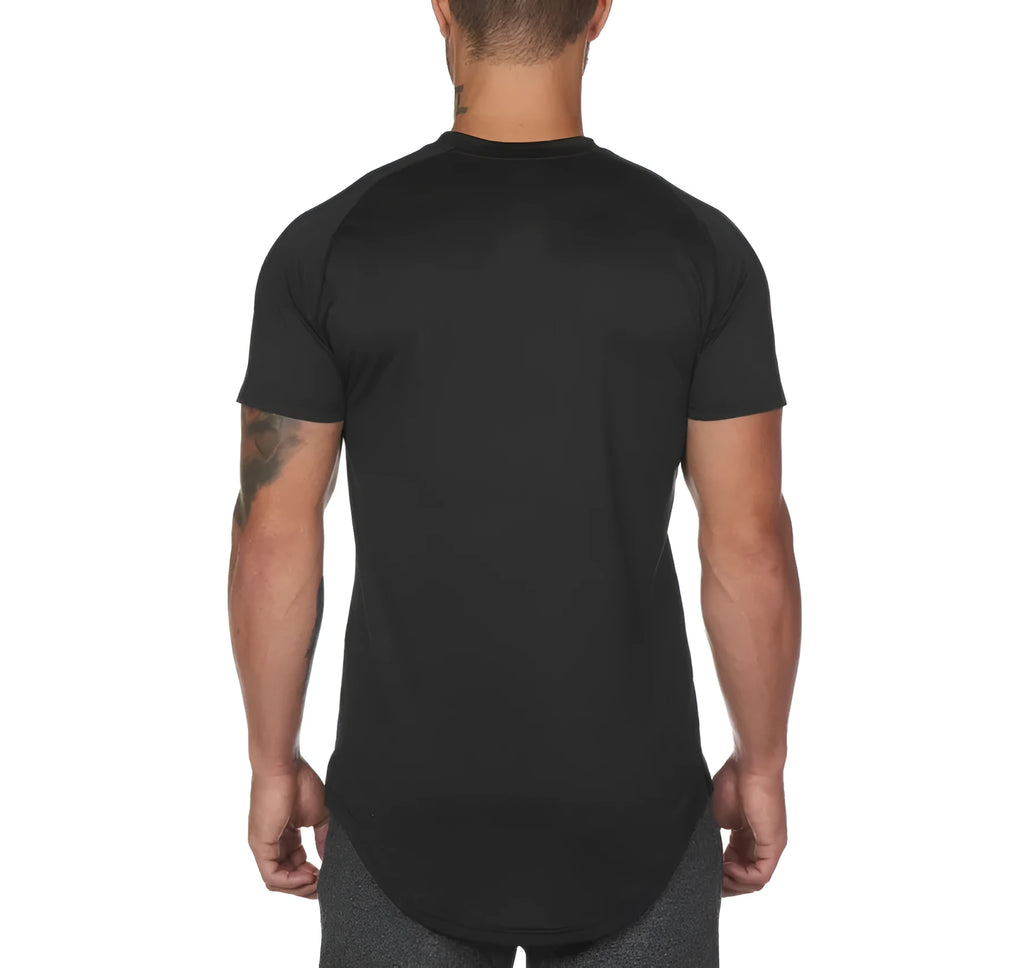 Men's cotton-spandex fitness shirt in multiple colours with optional letter print design