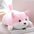 Cute fat Shiba Inu dog plush toy in brown on a white background, soft stuffed animal with cartoon face