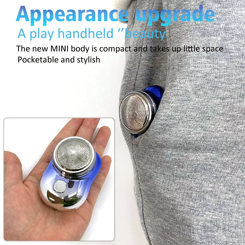 Mini portable rechargeable USB electric shaver with aluminium metal body and rotary 1-blade head