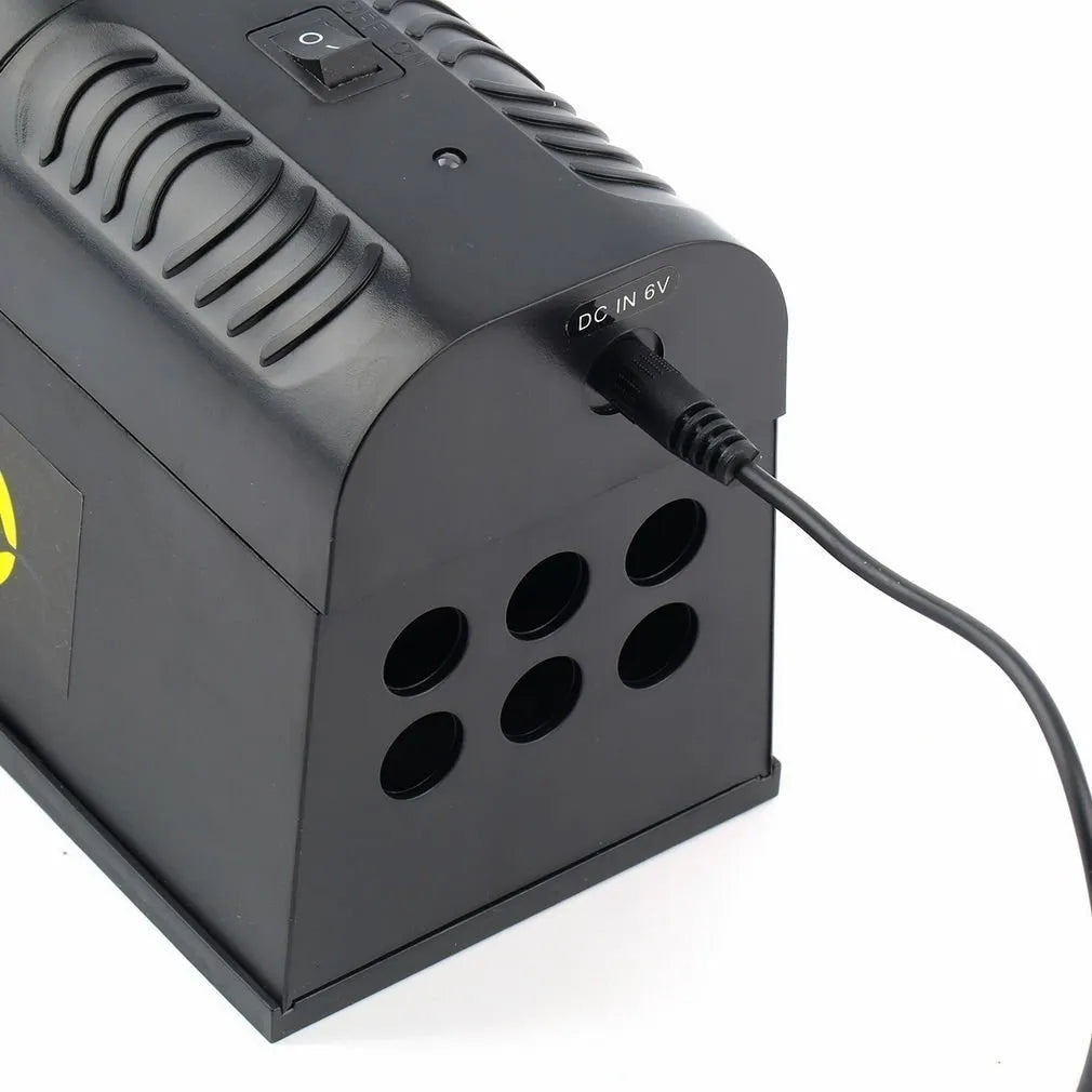 Black high voltage electronic rodent repellent unit with choice of UK, EU, or US plug.