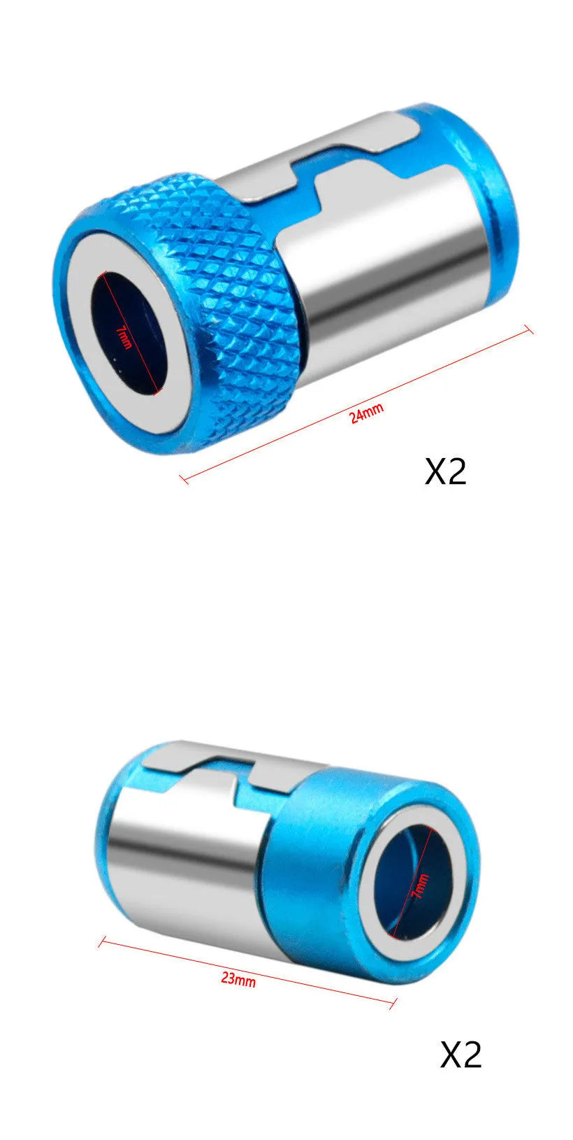 Light blue magnetic screwdriver bit with ring for metric slotted screws