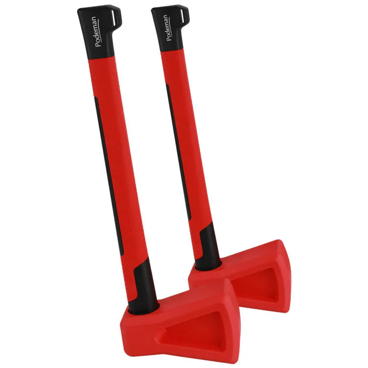 Red plastic home fitness axe measuring 45cm long for strength training exercises