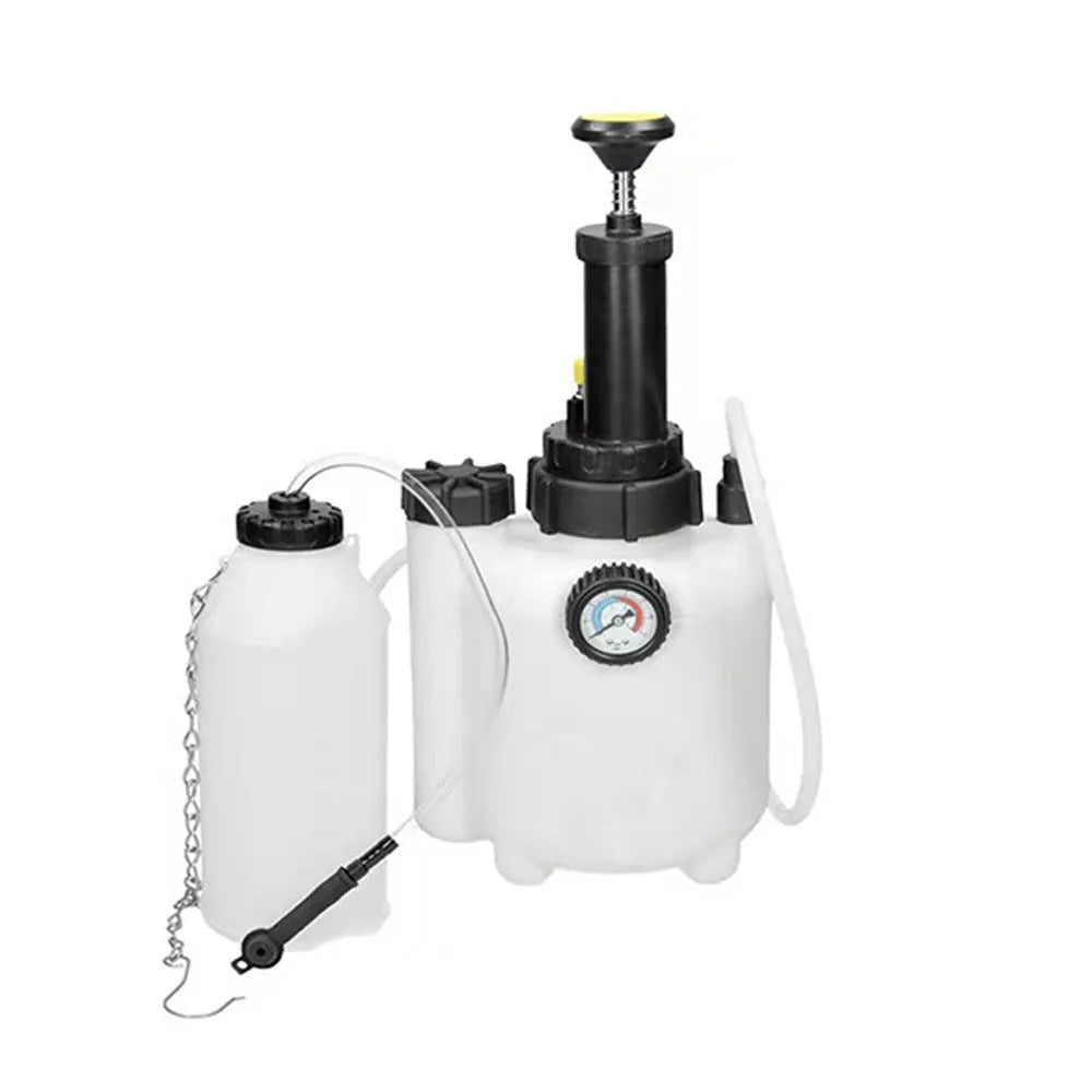 White 3-litre automobile brake oil tank replacement tool kit with copper, iron, and plastic components.