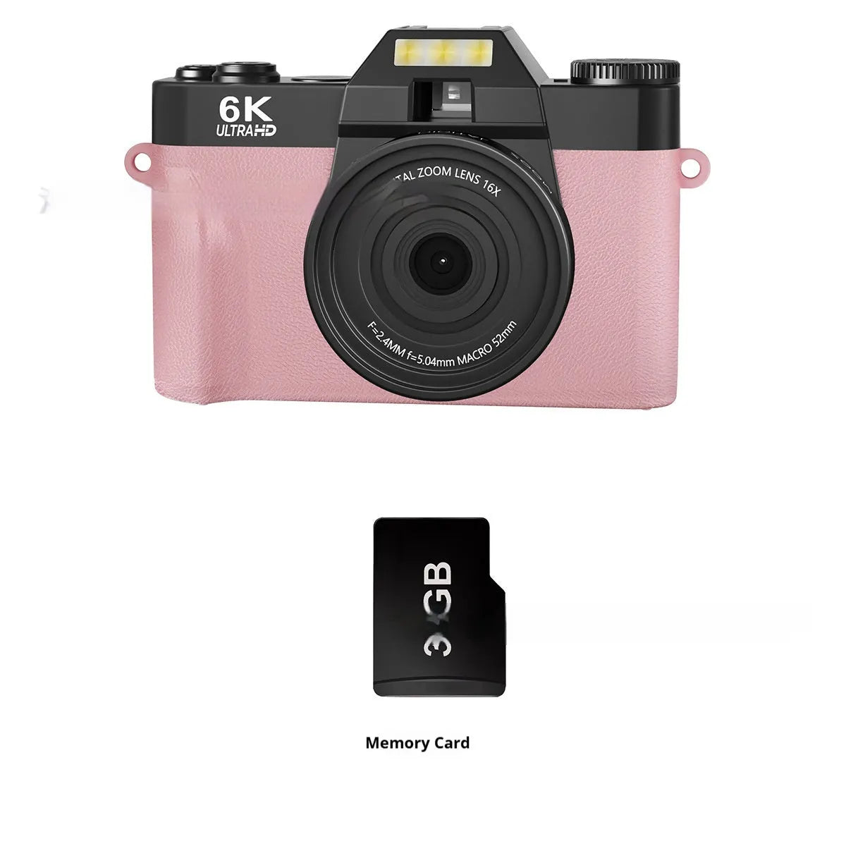 6K HD retro mirrorless camera in black with 32G card, compact design for travel photography