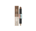 Dual-ended 2-in-1 highlighter pencil for eyebrows and eyeliner in three natural shades.