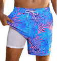 Men's loose fit quick-drying swimming trunks in various floral patterns and solid colours