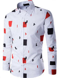 Mens white cotton casual long sleeve button-down shirt on plain background