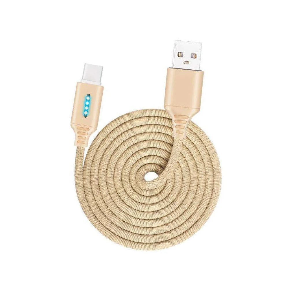 Fabric braided USB charging cable in various colours with 1 metre length