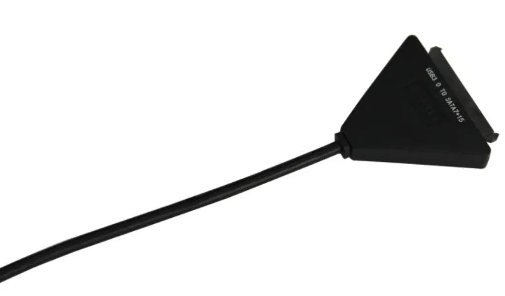 Black USB 3.0 to SATA 7+15 pin external hard drive adapter cable for 2.5 and 3.5 inch drives.