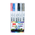 Set of six colourful acrylic graffiti marker pens with 0.7mm tips in plastic packaging