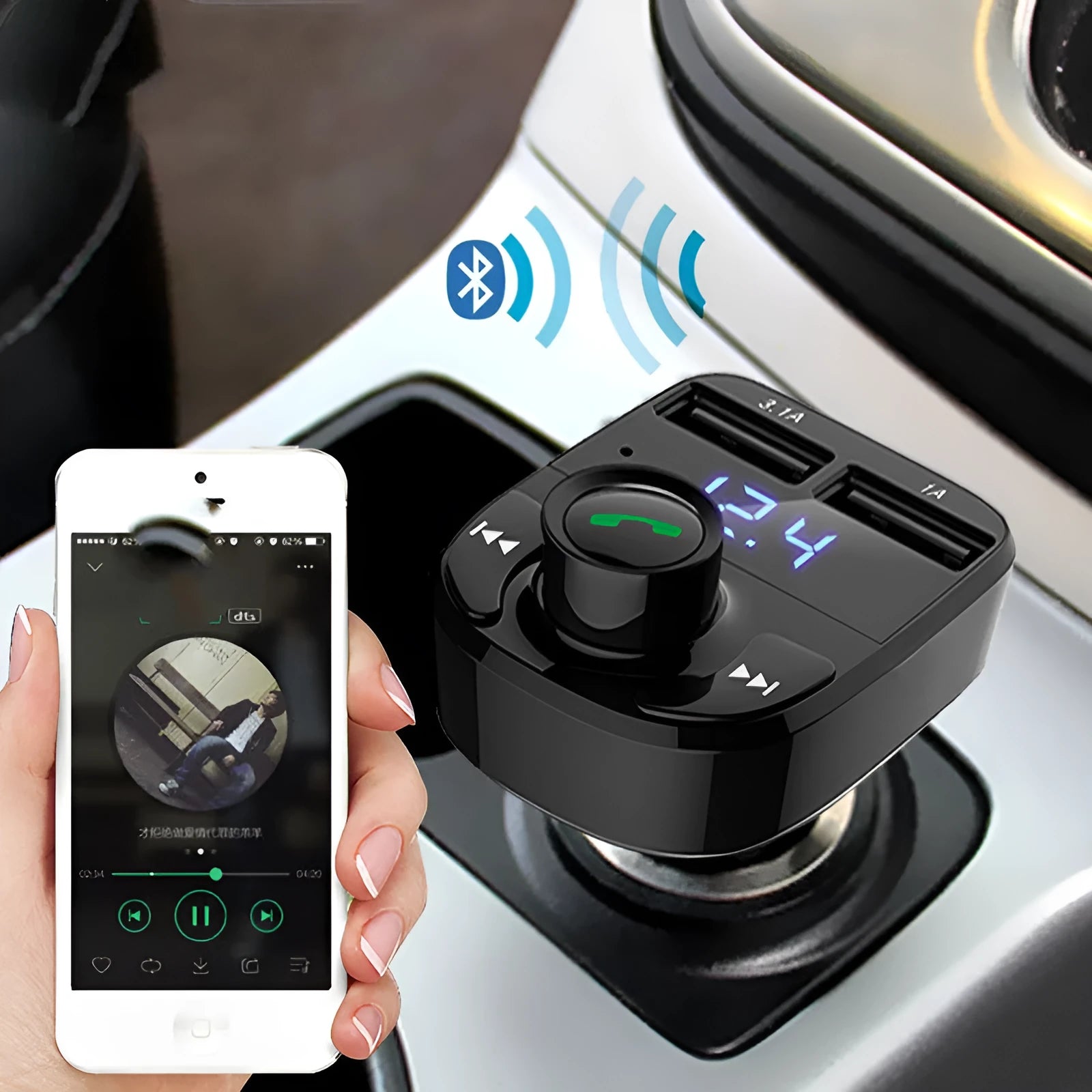 HY82 car Bluetooth FM transmitter and dual USB charger for cigarette lighter socket