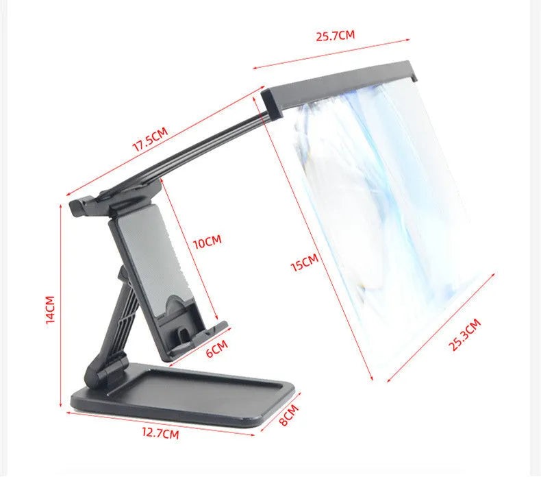Black L20 split mobile phone screen magnifier with 12-inch screen size and acrylic lens