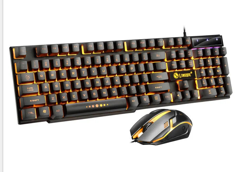 Limei Gtx300 white and black mechanical gaming keyboard and mouse set with backlit keys