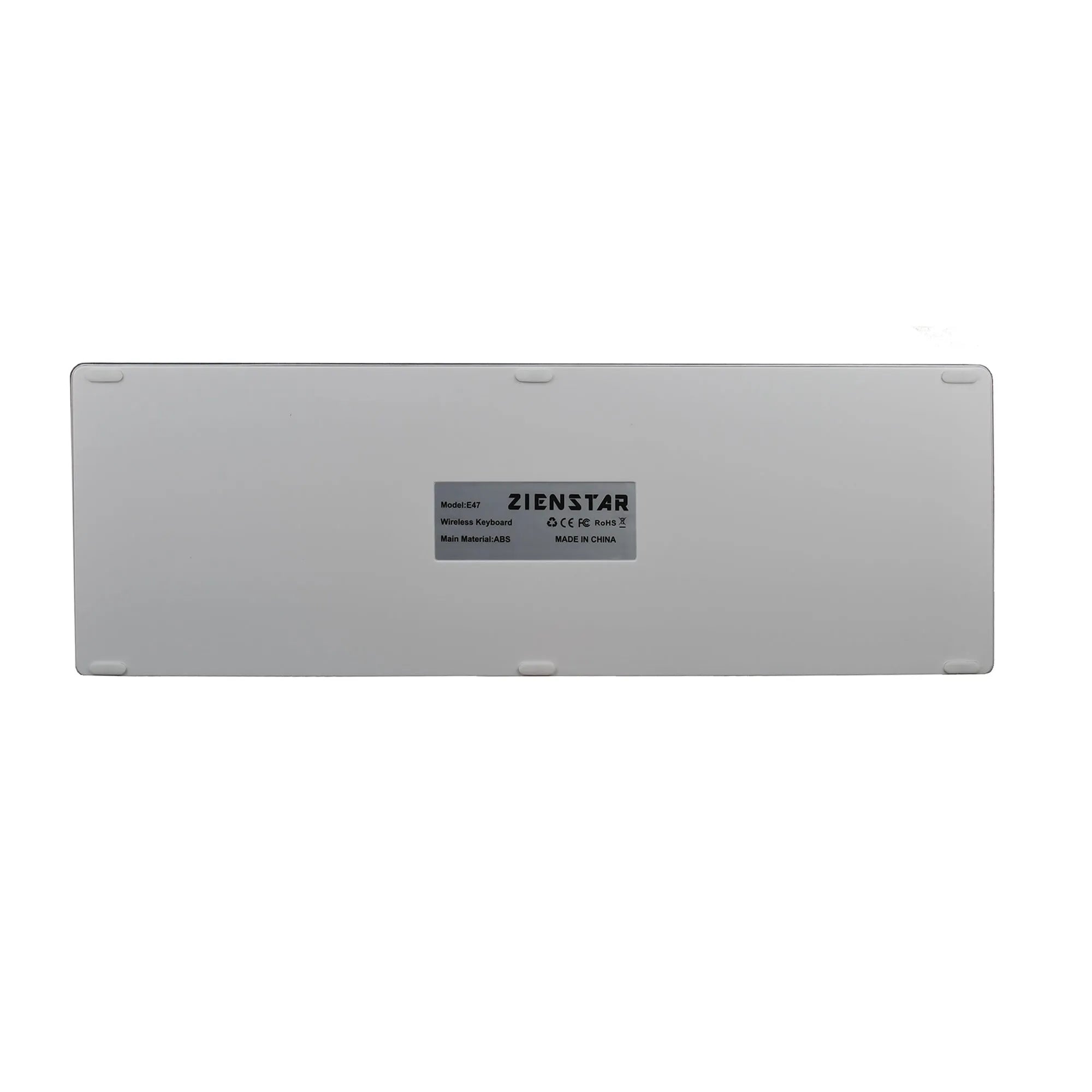 Ultra-thin white rechargeable Bluetooth keyboard for tablets and mobile phones.