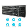 Ultra-thin white rechargeable Bluetooth keyboard for tablets and mobile phones.