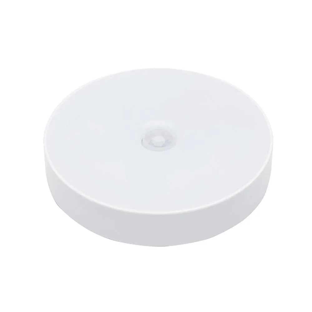 USB rechargeable motion sensor LED night light with 86mm diameter in beige or white