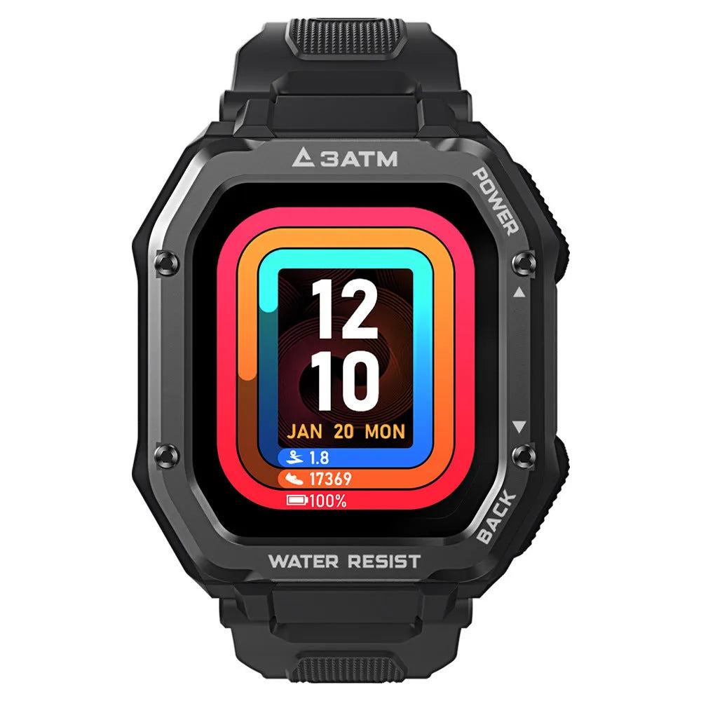 Outdoor sports smart watch with 1.69-inch screen and silicone wristband in Army Green colour