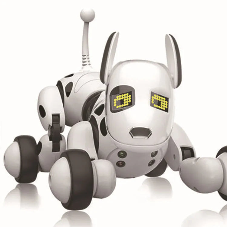 Electric remote control smart robot dog with touch sensing, singing, dancing features on a white background