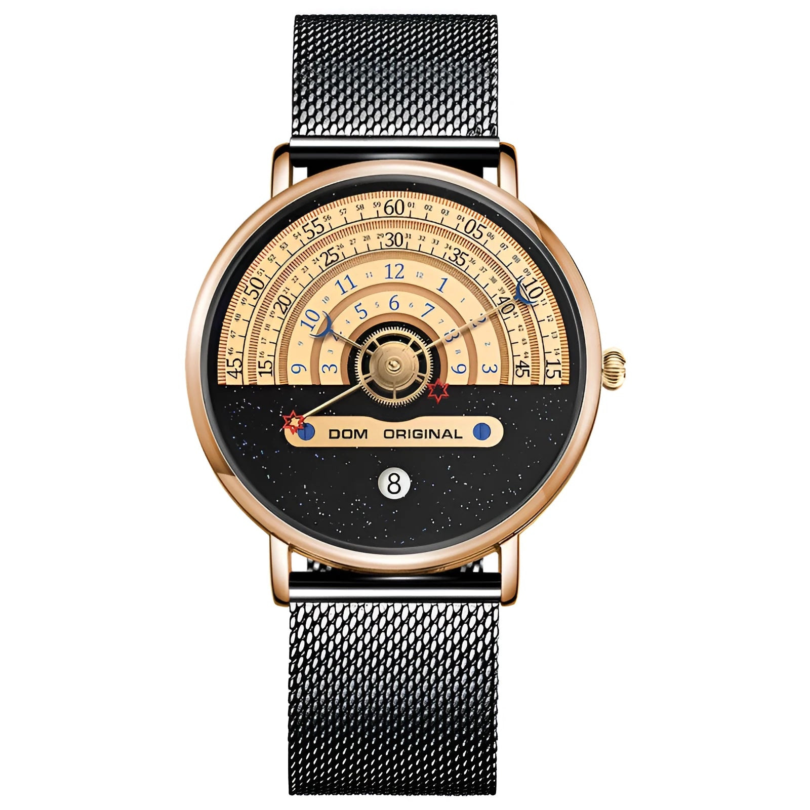 Men's silver sports watch with 40mm dial and stainless steel strap showing quartz movement display