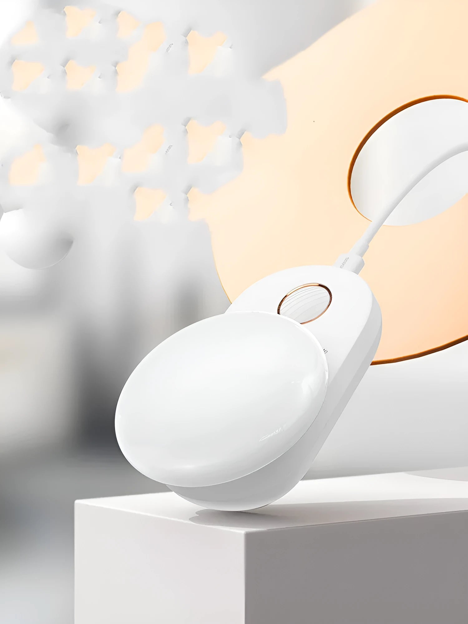 White Baseus rechargeable sensor night light with LED glow, shown on a surface.