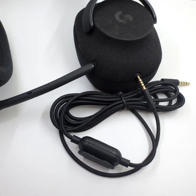 Black universal audio cable with 3.5mm connectors for headset and speaker replacement