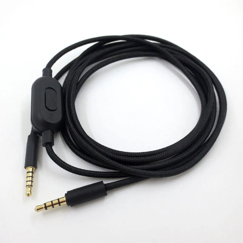 Black universal audio cable with 3.5mm connectors for headset and speaker replacement