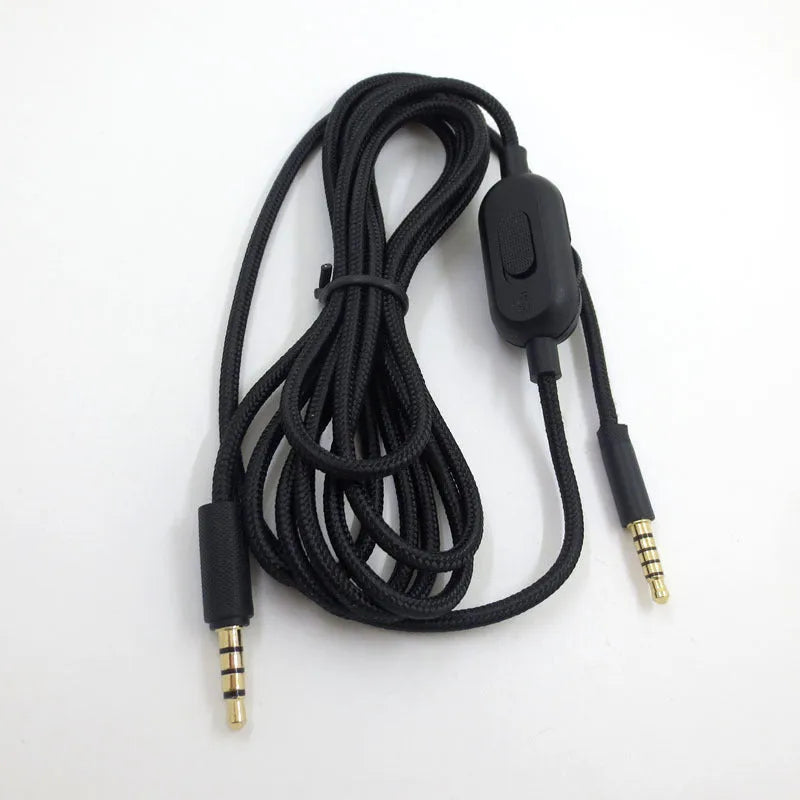 Black universal audio cable with 3.5mm connectors for headset and speaker replacement